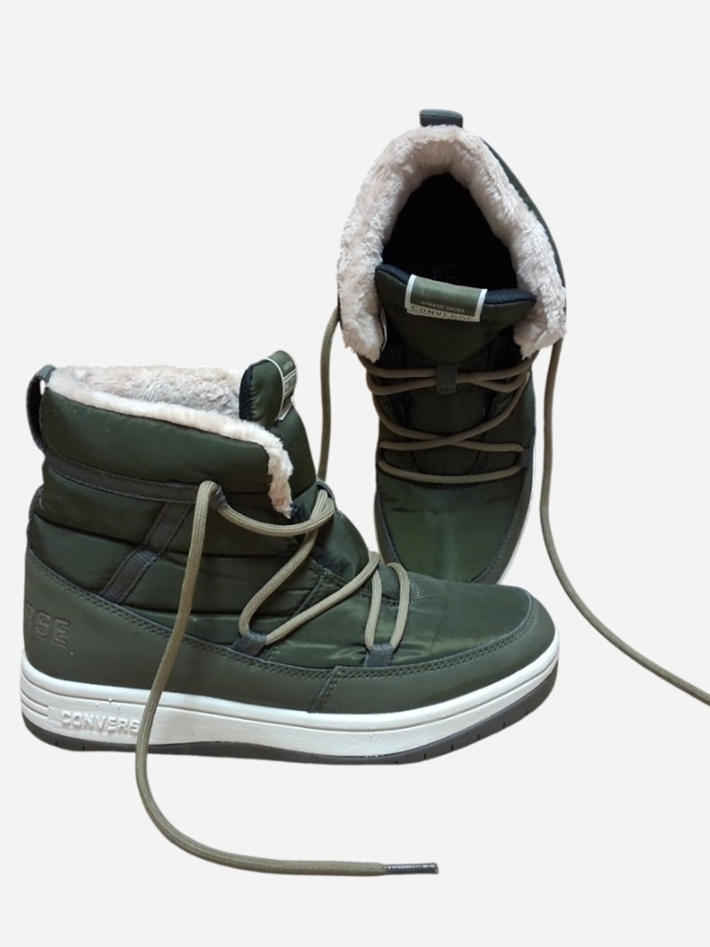 Converse Nextar Lu Hi Olive Green Faux Fur Lined Winter Boots